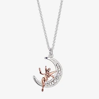 Disney Classics Womens Crystal Pure Silver Over Brass Moon 18 Inch Pendant Necklace