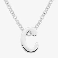 Itsy Bitsy Initial Womens Sterling Silver 17 Inch Pendant Necklace