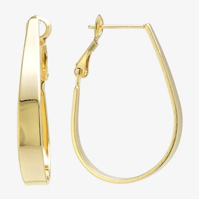 Silver Reflections Womens 24K Gold Over Brass 32mm Oval Hoop Earrings