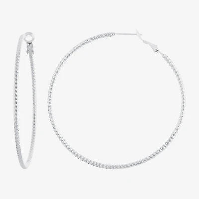 Silver Reflections Womens Hoop Earrings
