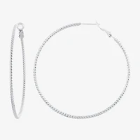 Silver Reflections Womens Hoop Earrings