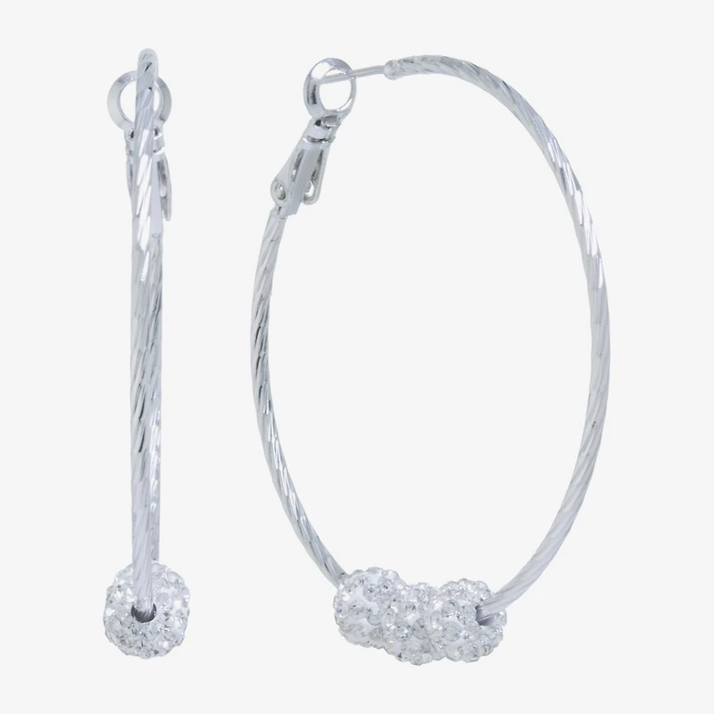 Sparkle Allure Womens Crystal 46.2mm Round Hoop Earrings