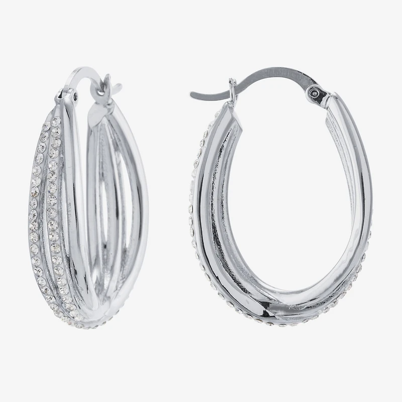 Sparkle Allure Womens Crystal 30mm Hoop Earrings