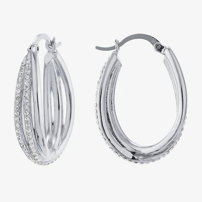 Sparkle Allure Womens Crystal 30mm Hoop Earrings