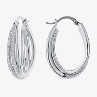 Sparkle Allure Womens Crystal 30mm Hoop Earrings