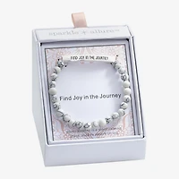 Sparkle Allure Empowerment Womens White Howlite Bar Beaded Bracelet