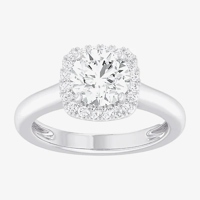 G-H/SI1-SI2) Womens 1 /4 CT. T.W. Lab Grown White Diamond 10K Gold Cushion Halo Engagement Ring
