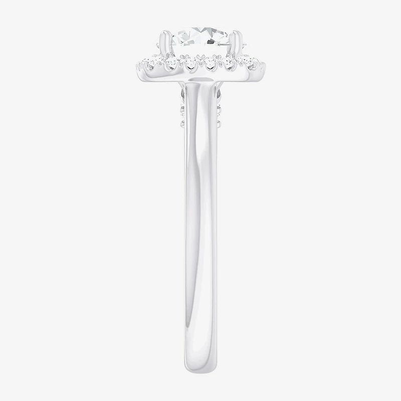 G-H/SI1-SI2) Womens 1 /4 CT. T.W. Lab Grown White Diamond 10K Gold Cushion Halo Engagement Ring