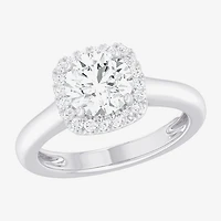 G-H/SI1-SI2) Womens 1 /4 CT. T.W. Lab Grown White Diamond 10K Gold Cushion Halo Engagement Ring