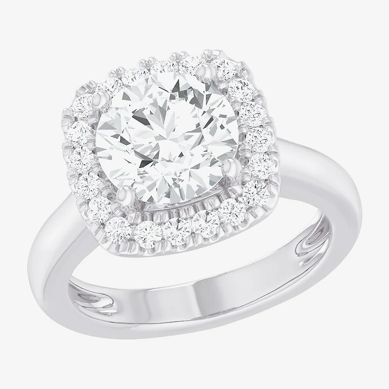 (G-H/SI1-SI2) Womens 3 1/2 CT. T.W Lab Grown White Diamond 10K Gold Cushion Halo Engagement Ring