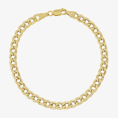 Mens 10K Gold 8.5 - 10 Inch 6mm Semi-Solid Curb Bracelet