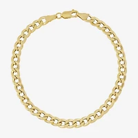 Mens 10K Gold 8.5 - 10 Inch 6mm Semi-Solid Curb Bracelet
