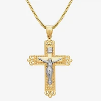 Crucifix Mens 10K Gold Cross 22 Inch Pendant Necklace