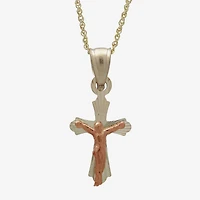 Rene Bargueiras® 14K Two-Tone Gold Crucifix Pendant Necklace