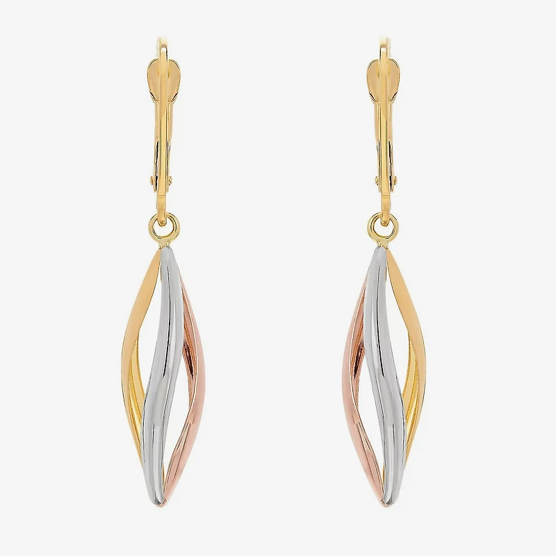 Made in Italy Womens 14K Tri-Color Gold Drop Earrings