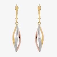 Made in Italy Womens 14K Tri-Color Gold Drop Earrings