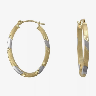 Two-Tone 14K Gold Oval Hoop Earrings