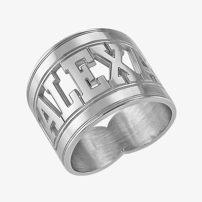 Personalized Block Name Ring