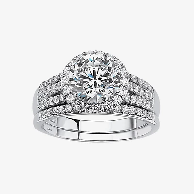 DiamonArt® Womens 2 1/2 CT. T.W. White Cubic Zirconia 10K Gold Bridal Set