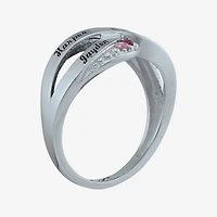 Personalized Simulated Birthstone Engraved X Ring
