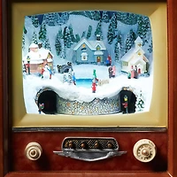 Roman 10.5"H Led Tv Train Plays Music Christmas Tabletop Decor
