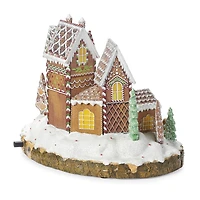 Roman 10.25" Led Gingerbread House Plays Music Christmas Tabletop Decor
