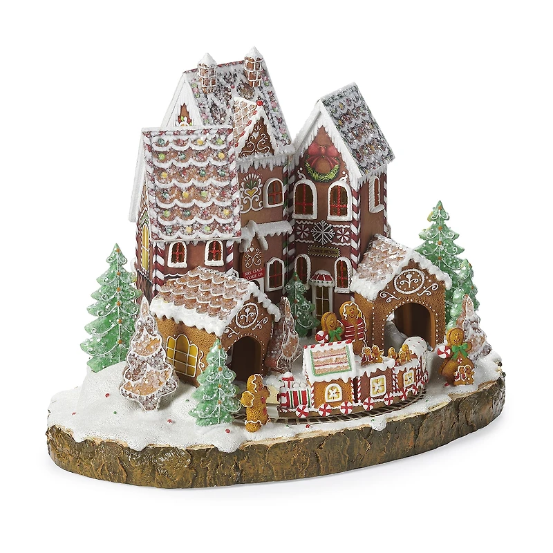 Roman 10.25" Led Gingerbread House Plays Music Christmas Tabletop Decor