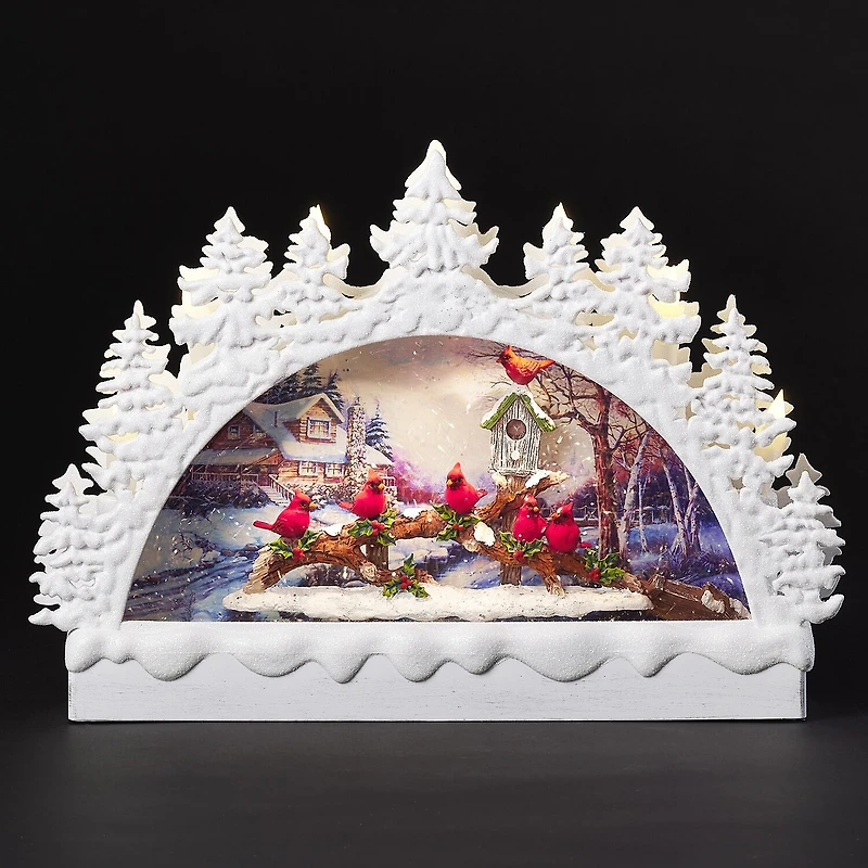 Roman 9" Led Swirl Arch Cardinals Christmas Tabletop Decor