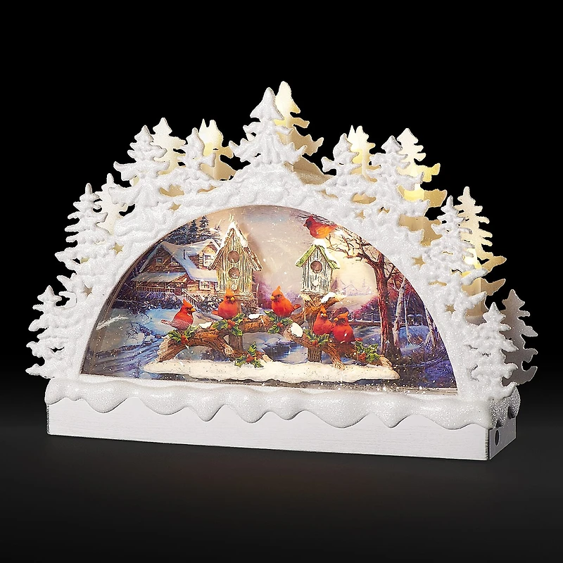 Roman 9" Led Swirl Arch Cardinals Christmas Tabletop Decor