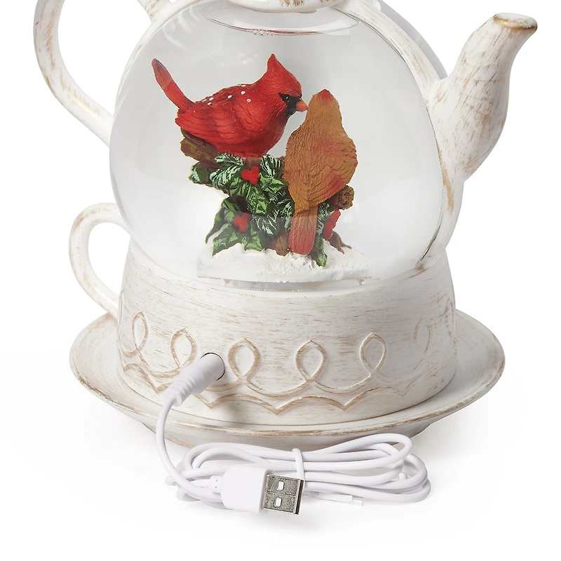 Roman 8" Led Swirl Teapot Christmas Tabletop Decor