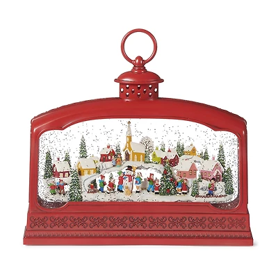 Roman 9" Led Swirl Village Lantern Plays Music Christmas Tabletop Decor