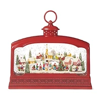 Roman 9" Led Swirl Village Lantern Plays Music Christmas Tabletop Decor