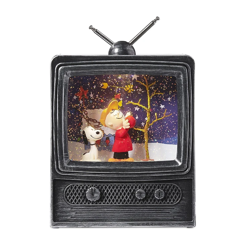 Roman 9" Led Swirl Tv Snoopy Plays Music Christmas Tabletop Decor