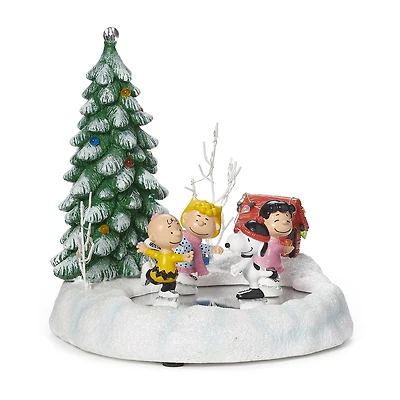 Roman 9" Led Skatepond Plays Music Peanuts Christmas Tabletop Decor