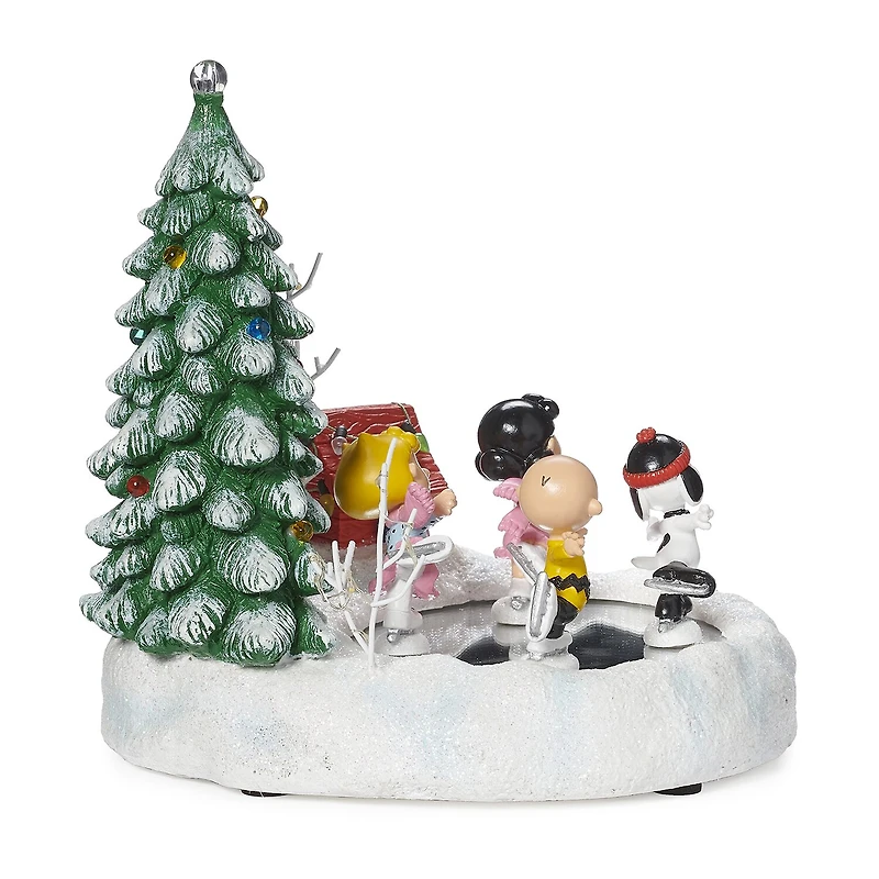 Roman 9" Led Skatepond Plays Music Peanuts Christmas Tabletop Decor