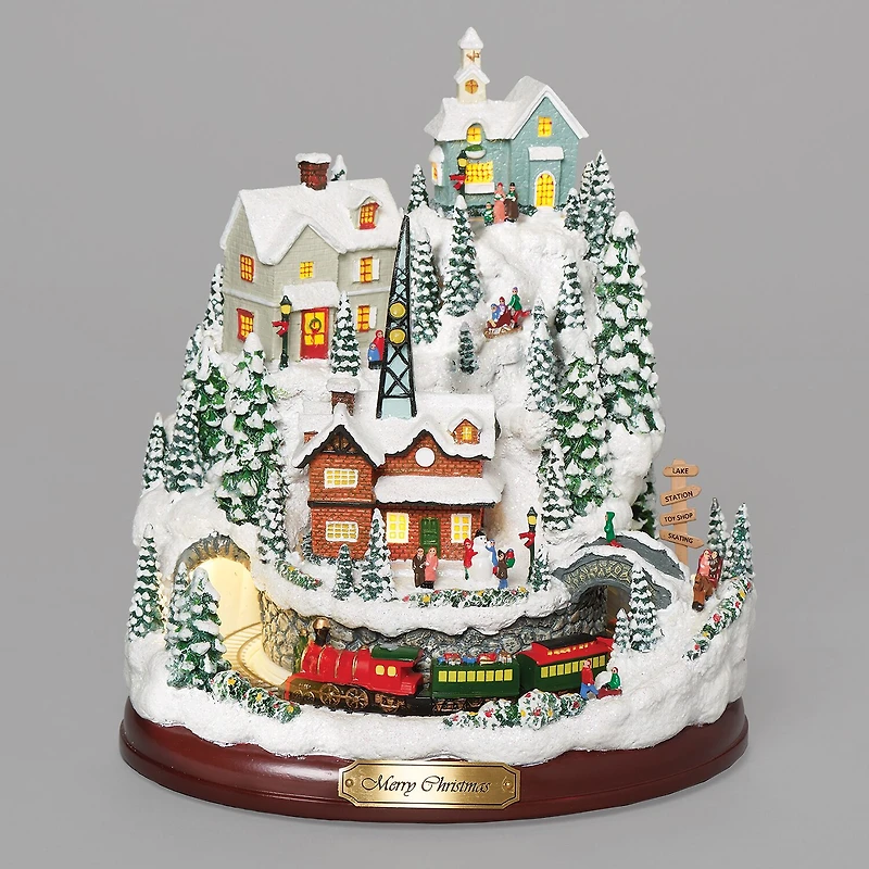 Roman 9" Lighted Mountain Plays Music Christmas Tabletop Decor