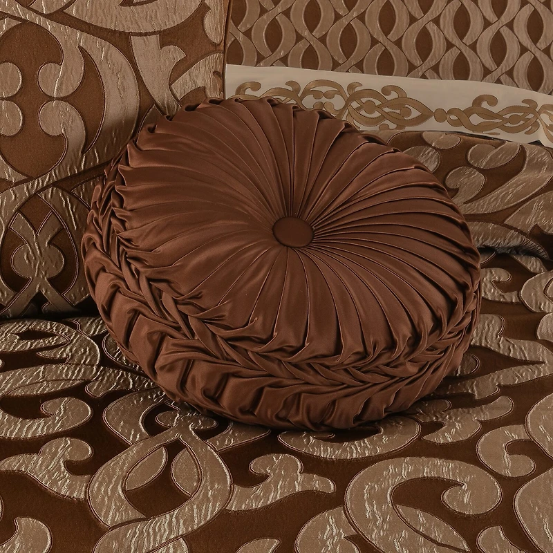 Queen Street La Grande Copper Tufted Round Throw Pillow