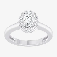 (G-H/SI1-SI2) Womens 1 CT. T.W. Lab Grown White Diamond 10K Gold Oval Halo Engagement Ring