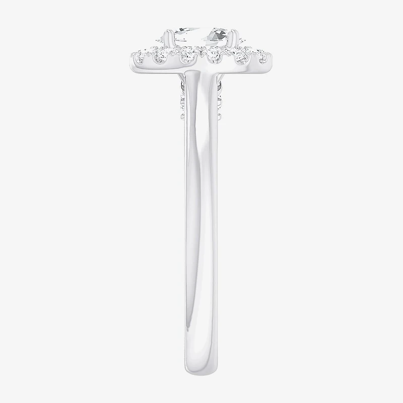 (G-H/SI1-SI2) Womens 1 CT. T.W. Lab Grown White Diamond 10K Gold Oval Halo Engagement Ring