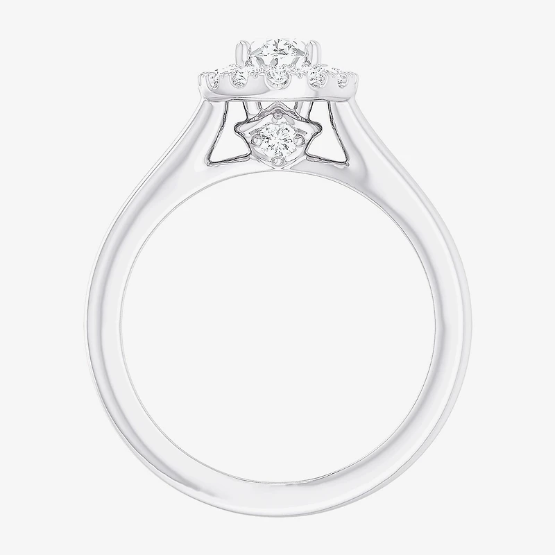 (G-H/SI1-SI2) Womens 1 CT. T.W. Lab Grown White Diamond 10K Gold Oval Halo Engagement Ring