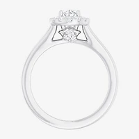 (G-H/SI1-SI2) Womens 1 CT. T.W. Lab Grown White Diamond 10K Gold Oval Halo Engagement Ring
