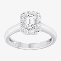 (G-H/SI1-SI2) Womens 1 CT. T.W. Lab Grown White Diamond 10K Gold Halo Engagement Ring