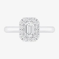 (G-H/SI1-SI2) Womens 1 CT. T.W. Lab Grown White Diamond 10K Gold Halo Engagement Ring