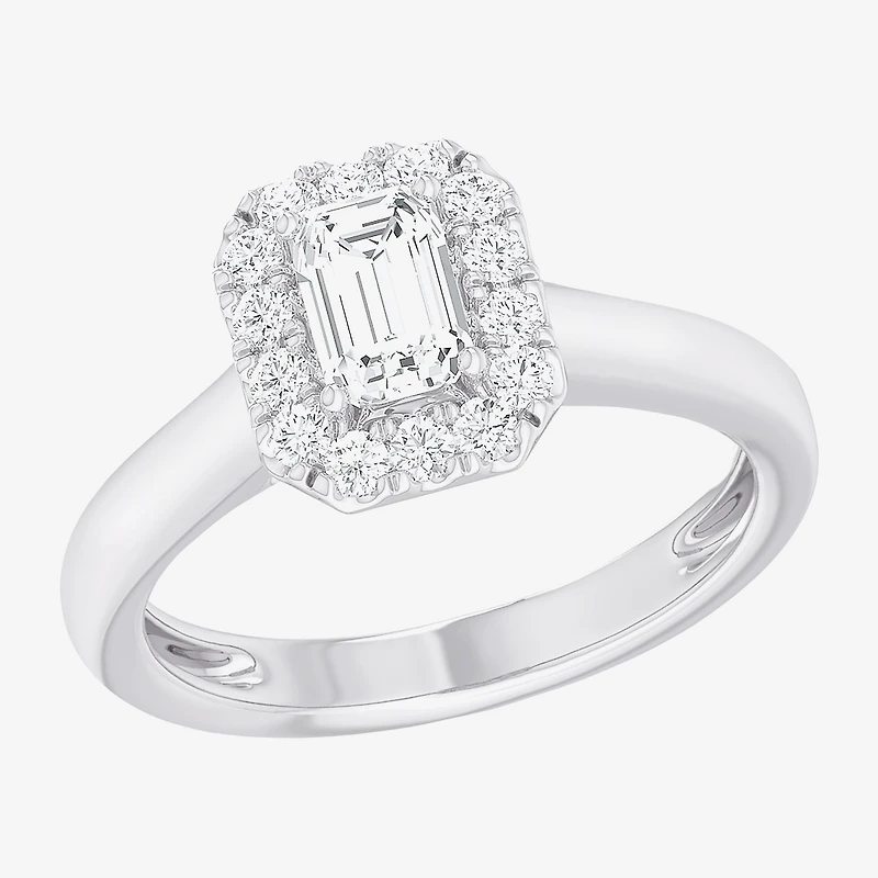 (G-H/SI1-SI2) Womens 1 CT. T.W. Lab Grown White Diamond 10K Gold Halo Engagement Ring