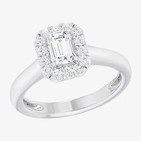 (G-H/SI1-SI2) Womens 1 CT. T.W. Lab Grown White Diamond 10K Gold Halo Engagement Ring