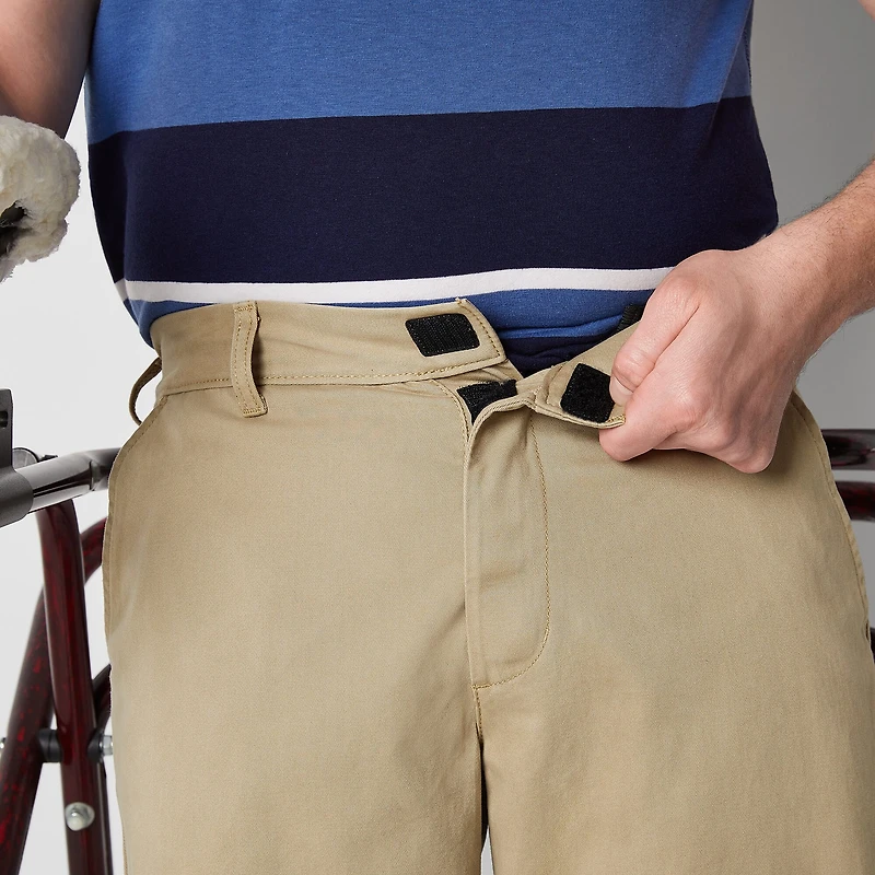 St. John's Bay Dexterity Mens 10" Adaptive Stretch Fabric Adjustable Features Easy-on + Easy-off Chino Short