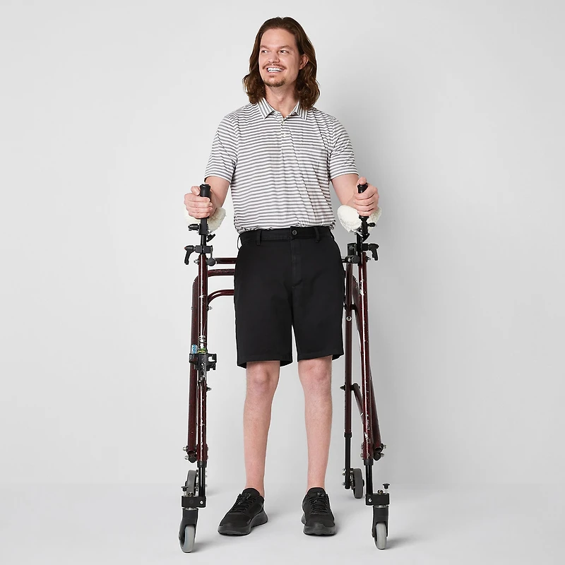 St. John's Bay Dexterity Mens 10" Adaptive Stretch Fabric Adjustable Features Easy-on + Easy-off Chino Short