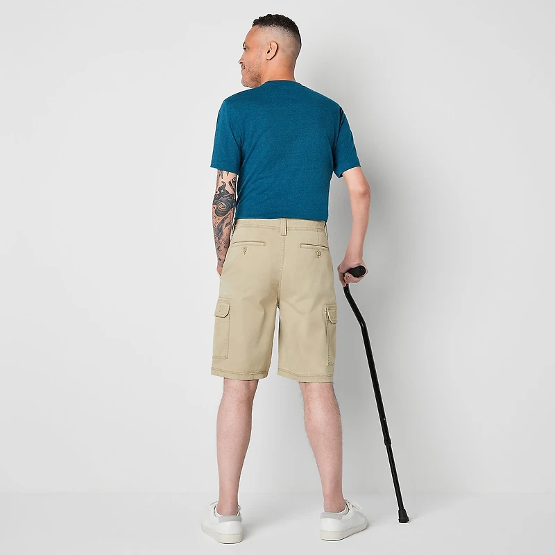 St. John's Bay Dexterity Mens 10" Adaptive Stretch Fabric Adjustable Features Easy-on + Easy-off Cargo Short