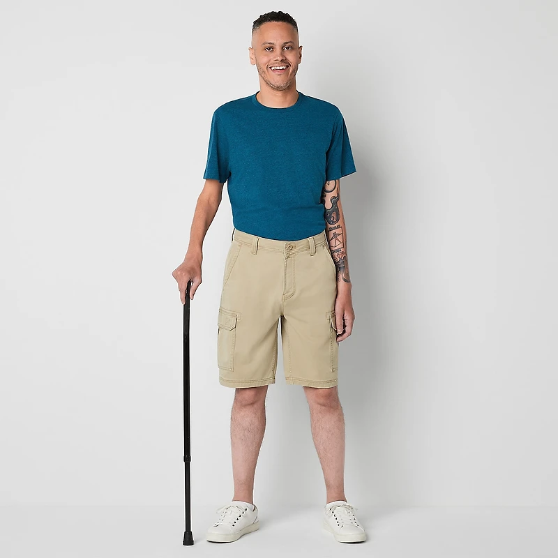 St. John's Bay Dexterity Mens 10" Adaptive Stretch Fabric Adjustable Features Easy-on + Easy-off Cargo Short