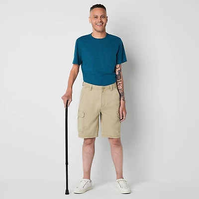 St. John's Bay Dexterity Mens 10" Adaptive Stretch Fabric Adjustable Features Easy-on + Easy-off Cargo Short
